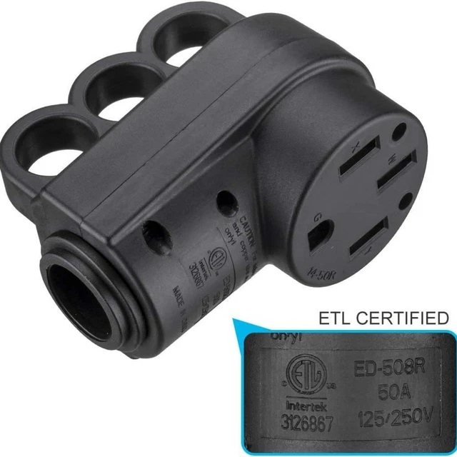 Plutreas 50 AMP Male RV Replacement Plug with Handle 14-50P Heavy Duty