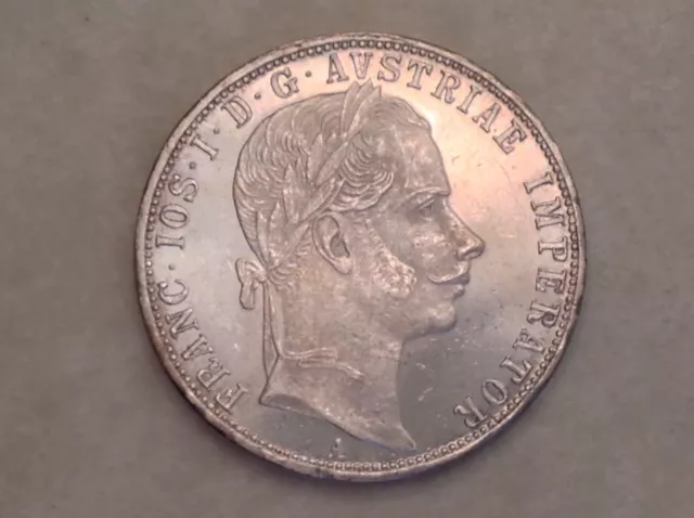 -  Austria 1860 A Franz Joseph One (1) Silver Florin Choice Uncirculated UNC