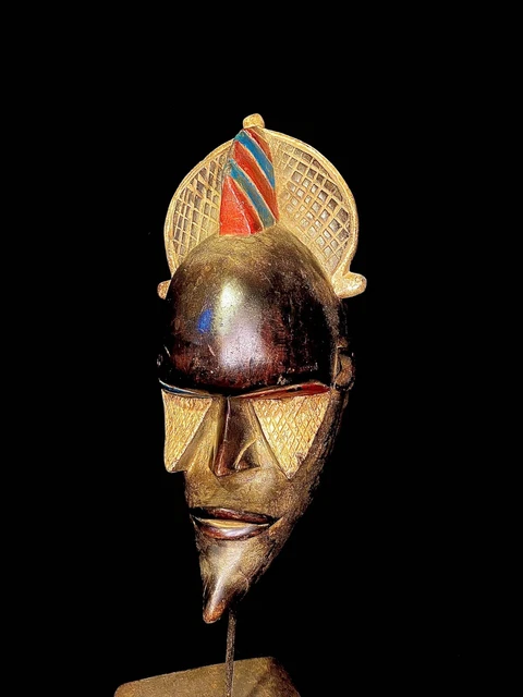 African Tribal Art Vintage Wooden Carved African Wood African Baule mask-2515