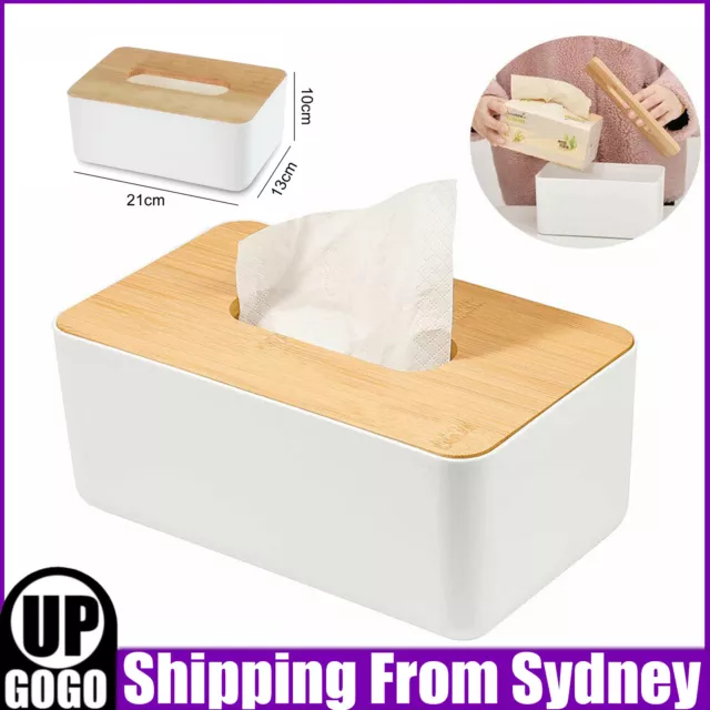 Tissue Box Dispenser Paper Storage Holder Napkin Case Organizer Wooden Cover AU