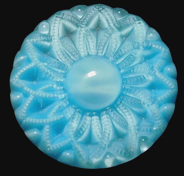Large Antique Vtg MOONGLOW Glass Flower BUTTON NICE #I9