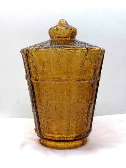 Vintage Amber Crackle Glass Shade Large Arts & Crafts Art Deco Frankart