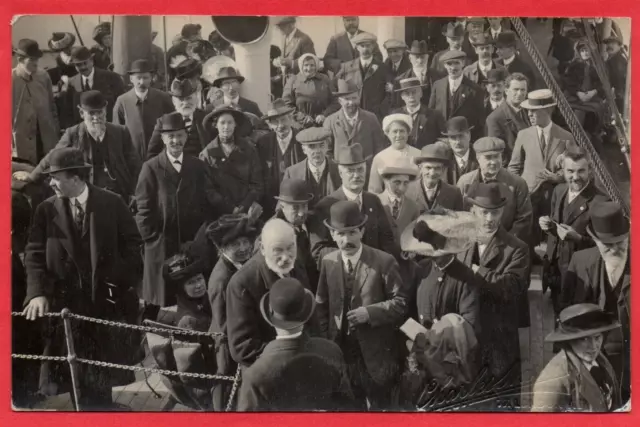 Real Photo Postcard, Unidentified People on Steamship, Dover Area, Kent c.1925