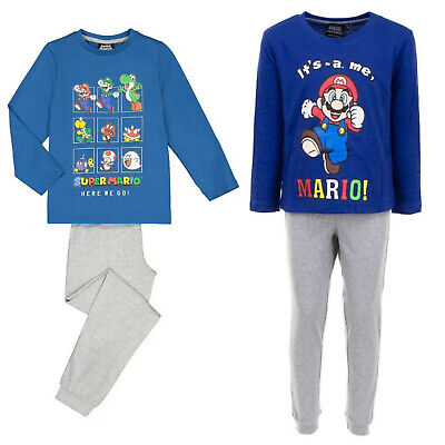Boys Super Mario Pyjamas PJs Long Sleeve Top & Bottom Kids Age 3 - 8 Years
