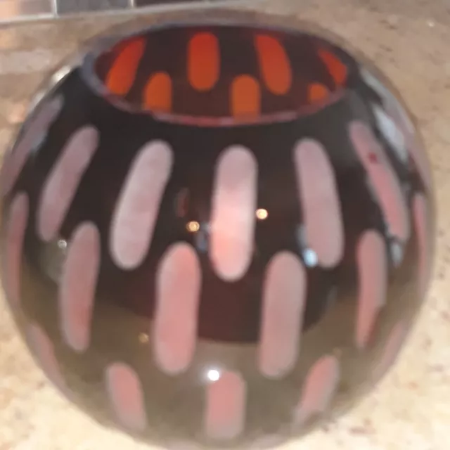 Large 5 Inch Cut Glass Globe Candle Holder