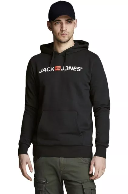 JACK & JONES Men's Hoodie Sweatshirt Regular Fit Cotton Black Large BNWT