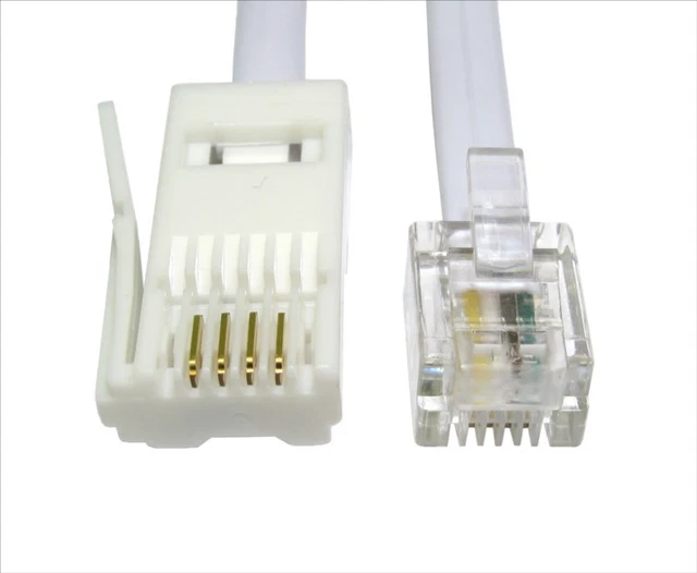 5m RJ11 to BT Modem Cable Lead SKY BOX Phone Plug BT Socket 4 PIN Crossover