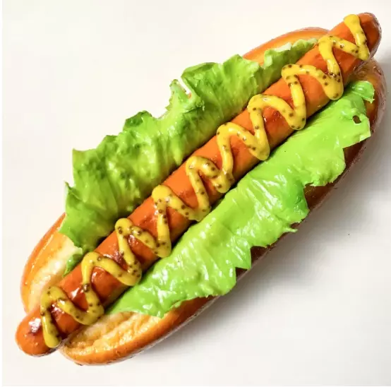 Fake Food HATANAKA Mustard Hot Dog Lettuce Real Meal Display Sample Faux Prop