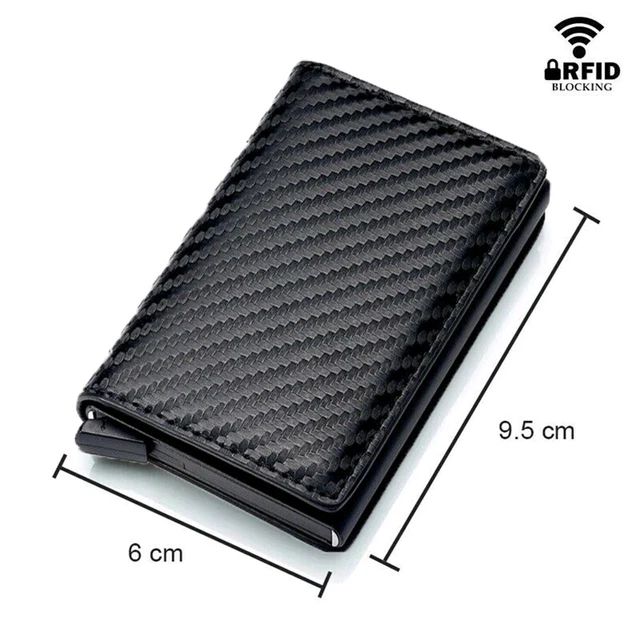RFID Blocking Leather Mens Wallet Carbon Fiber Purse Slim ID Credit Card Holder 6