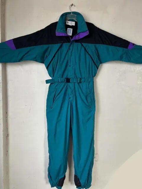 Columbia Snow Suit Mens Medium Omni Tech Waterproof Breathable Teal Coveralls