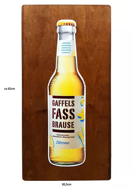 Gaffels Fass Brause Zitrone - Holz Reklame / Werbetafel mit Beleuchtung cs. 62x