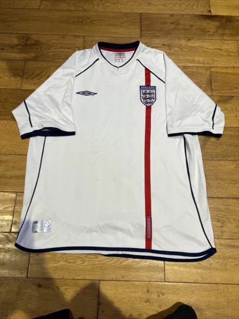 England 2002 Home Football Shirt Jersey Adult Mens Umbro XL