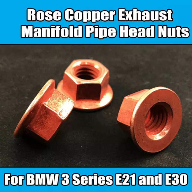 12x Nuts For BMW E30 E21 Exhaust Manifold Pipe Head Nuts Stud M8 Flange Copper