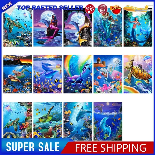 5D DIY Diamond Painting Kits Underwater World Full Round Drill Crafts Mosaic Set