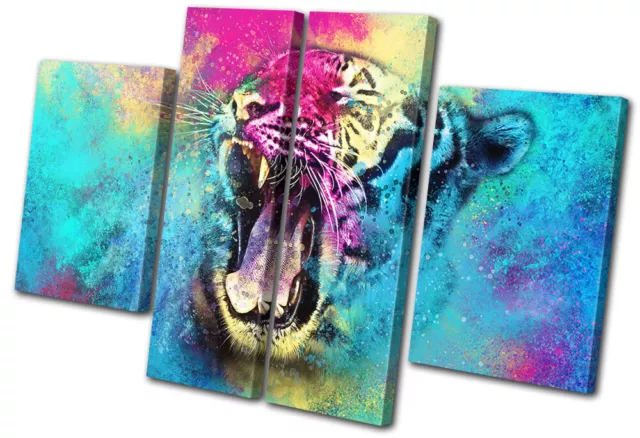 Colourful Wild Tiger Cat Animals MULTI TOILE murale ART Photo Print