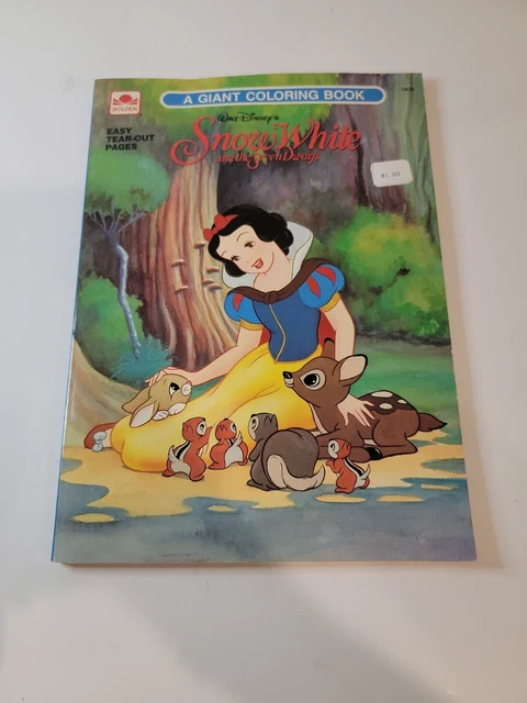 VINTAGE GOLDEN DISNEY Snow White Seven Dwarfs Giant Coloring Book ...
