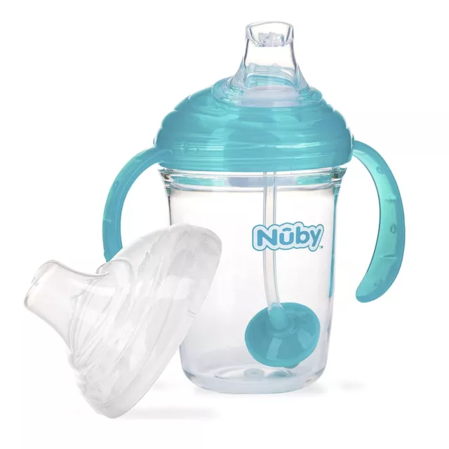 Nuby No-Spill 360 Weighted Straw GripN’Sip Cup Gray