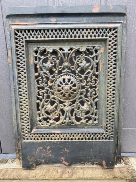 Vintage Ornate Cast Iron Fireplace Cover Architectural Salvage