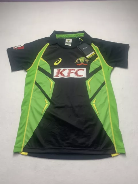 ASICS Australia Cricket National Team Jersey Shirt KFC Black Green Youth 16 NWT