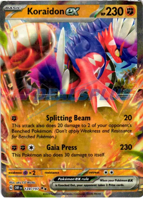 NM Pokemon Obsidian Flames Koraidon EX Double Rare 124 #124/197