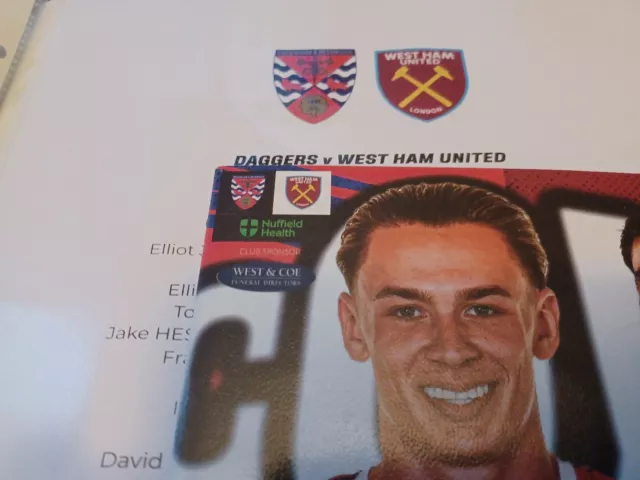 Dagenham/Redbridge v West Ham United Official Programme /Team Sheet Friendly