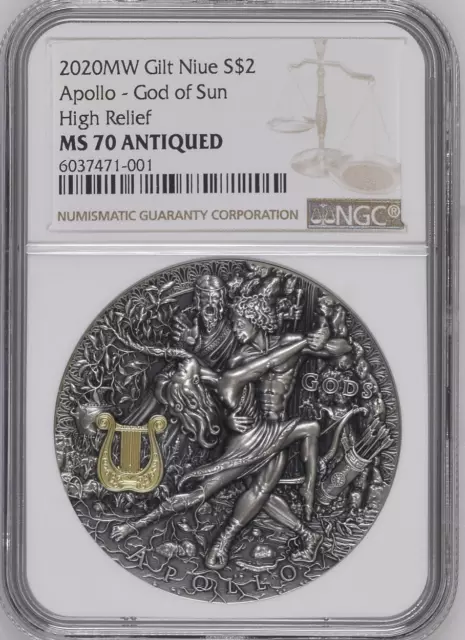 APOLLO GOD Of THE SUN GODS 2020 NIUE 2oz SILVER HIGH RELIEF COIN NIUE 2020
