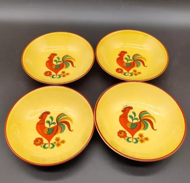 Set of 4 Vtg Taylor Smith Taylor Reveille Rooster Berry Dessert Bowls MCM 5.25"