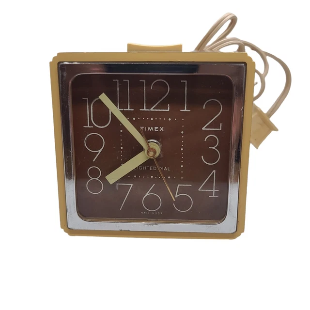 VINTAGE TIMEX ALARM Clock Model 74304 Almond/wood grain 120V Tested. USA £9.18 PicClick UK