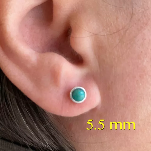 Turquoise Stud Earrings 925 Sterling Silver Round USA