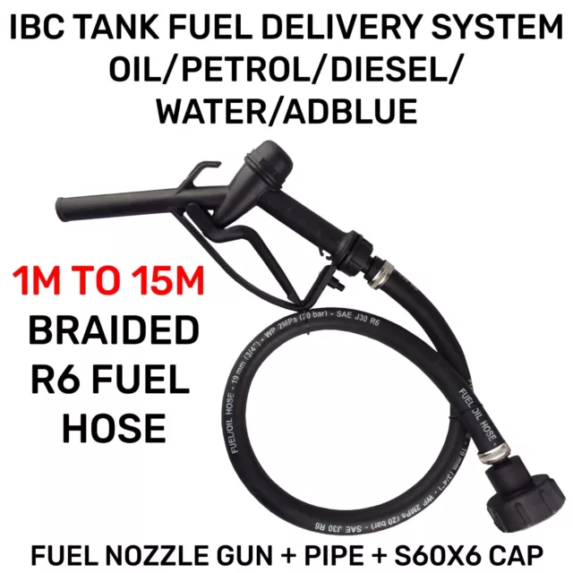 IBC Tank Fuel Delivery Kit Fitting Hose Nozzle Oil Water Diesel Adblu 1m-15m Kit