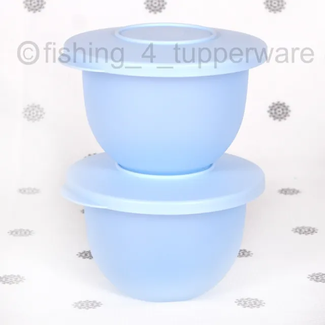 NEW Tupperware Impressions Bowls set of 2 with Seals in Light Blue 550ml