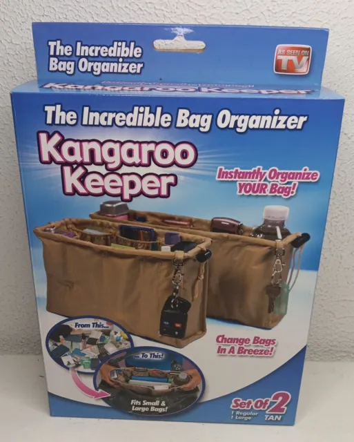 NOS 2010 KANGAROO KEEPER Purse Organizer Set of 2  1 Regular & 1 Large Tan Color