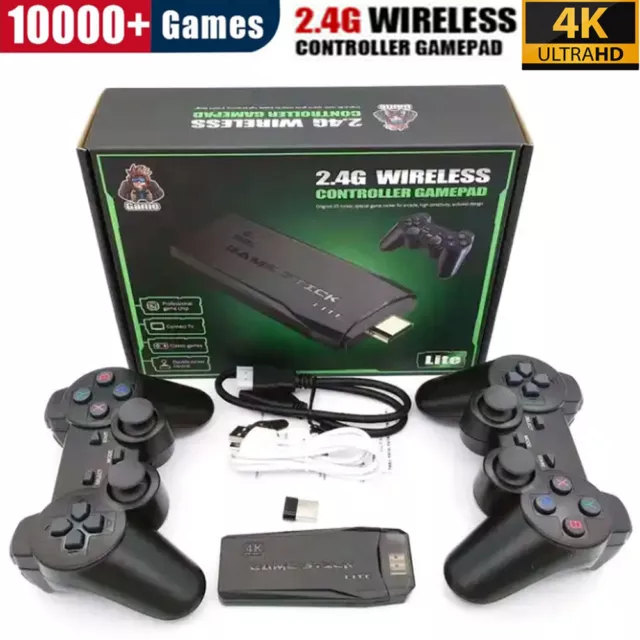 64GB Wireless 4K HD Videospielkonsole Retro 20000+ Spiele TV Stick + 2 Gamepad！