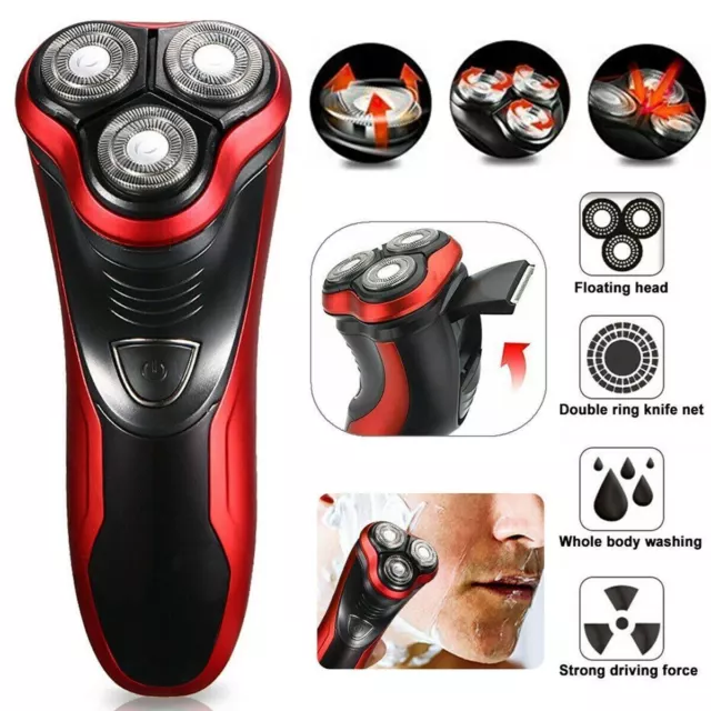 Men's Razor Rotary Waterproof Electric Shaver Pop-Up Trimmer Wet Dry Cordless