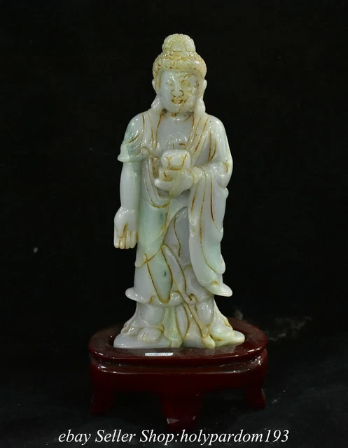 10.4" Chinese Natural Emerald jadeite Jade Shakyamuni Amitabha Buddha Statue