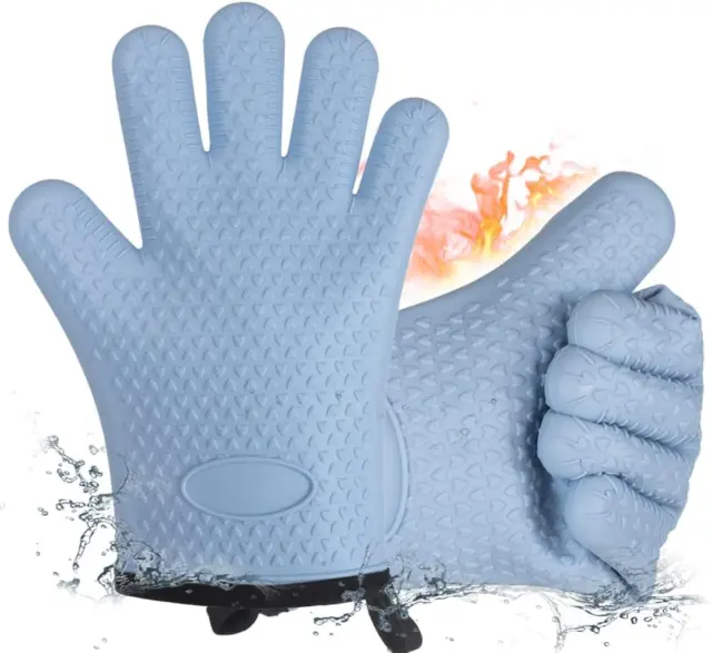 Kitchen Oven BBQ Gloves Silicone Cotton Double Layer Heat Resistant Oven Mitts