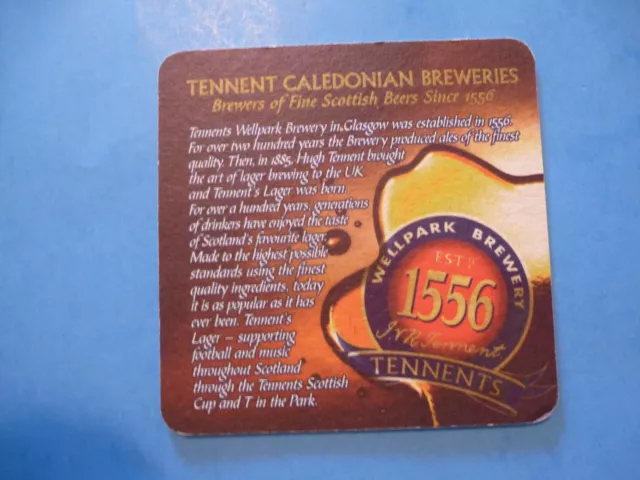 Bière Dessous ~ Caldonian Tennents Wellpark Brewery~ Glasgow, Écosse; Est 1556 3