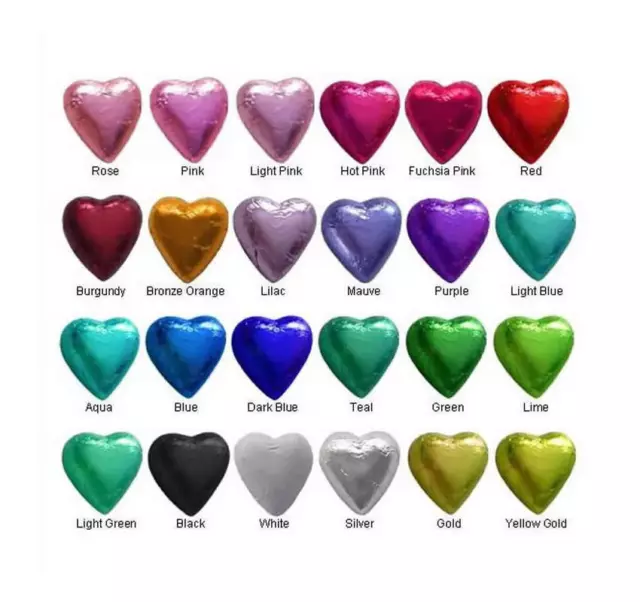 20-100 Chocolate Hearts-Choice Of Colours-Made With Cadbury Milk Choc-Free Post