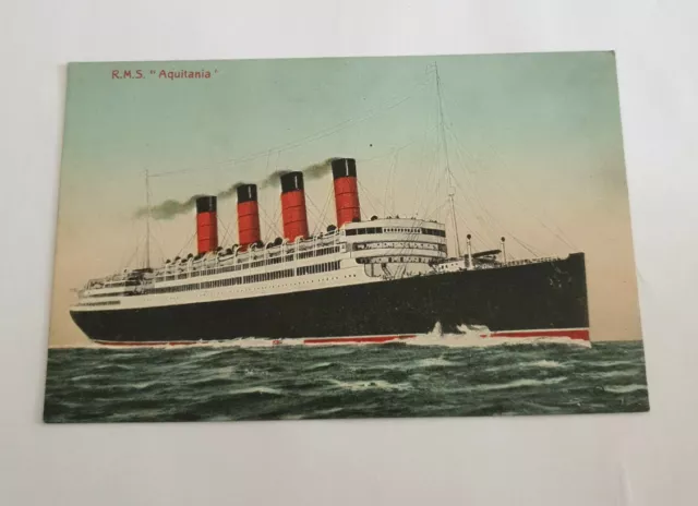 Vintage Unused Cunard Line RMS Aquitania Picture Postcard