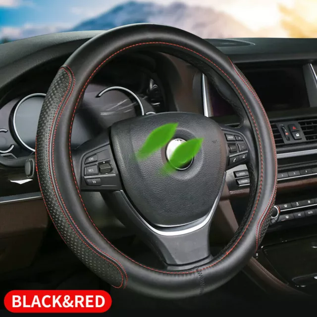 Car Accessories Steering Wheel Cover Black Leather Anti-slip 15''/38cm Universal