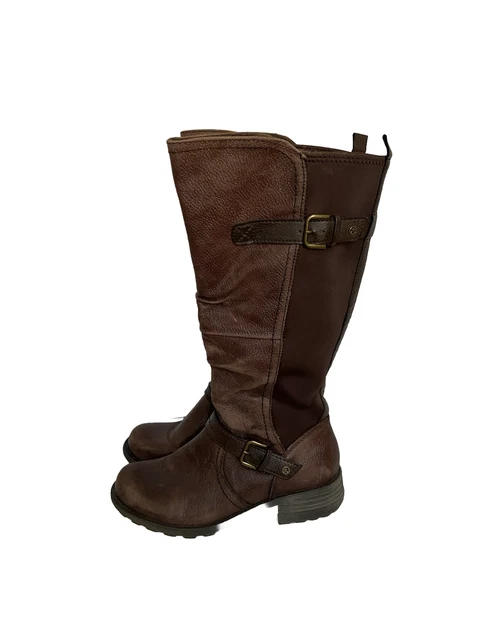 EARTH ORIGINS Riding Boots Brown Tan Womens Wide Shaft Calf Leather Size 6.5