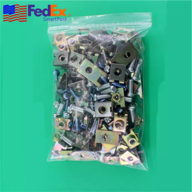 200x Mixed Metal Fastener Auto Car Body Door Fender Panel Screw U Clips US Stock