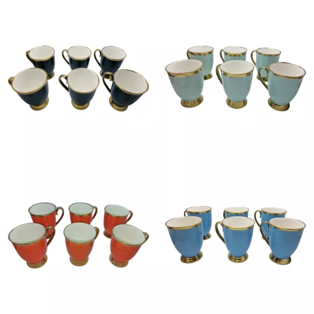 Ceramic Mugs (Bone Chine) Tea Coffee Cups  Set of 6 300ml Strong Lightweight