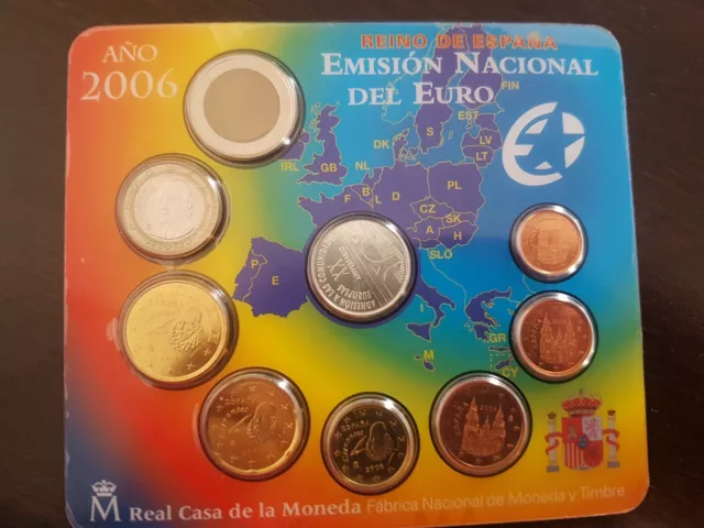 España - Cartera De Euros Oficial 2006 Con Medalla Plata Ahdesion Comunidades Eu