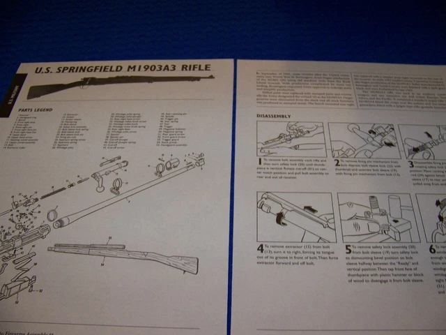 Exploded View Of Rifles U.S. SPRINGFIELD M1903A3 Rifle.. Legend/Exploded View/Disassembly ...