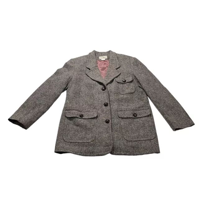 VINTAGE LL BEAN USA Women Brown Wool Nylon 3-Button Tweed Coat Jacket ...