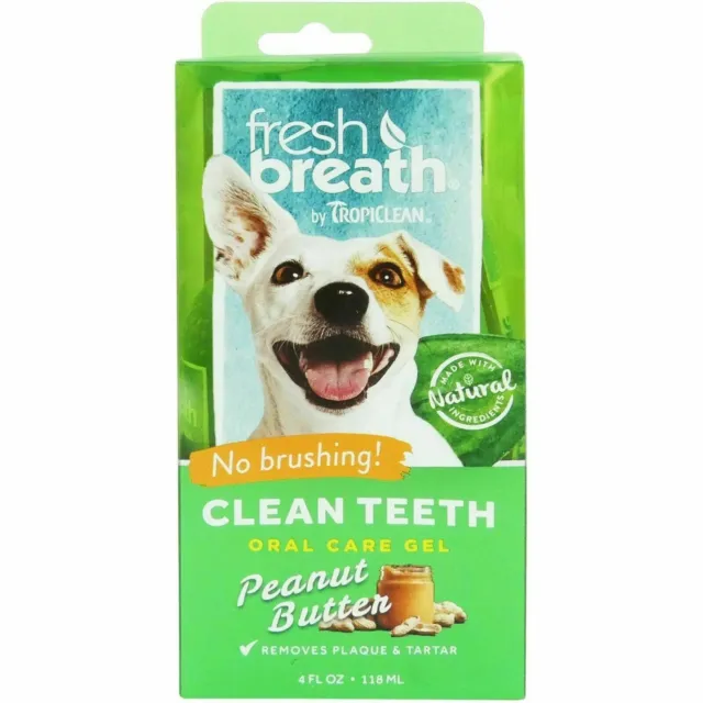 TropiClean Fresh Breath Oral Care Gel for Dogs 118ml with Peanut Butter Flavour