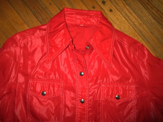 Veste Chemise Vintage JC Penney MW - Années 60/70 - Rayures Rouge/Jaune Sur Manches - Taille A - Acrylique