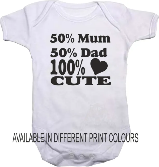 50% Mum 50% Dad 100% Cute Funny Unisex Baby Vest Bodysuit