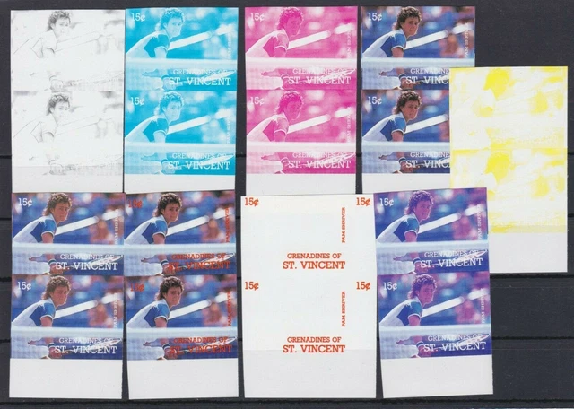 Grenadinen von St. Vincent 606/13 postfr./mnh Tennis 72 vers.Phasendrucke proofs